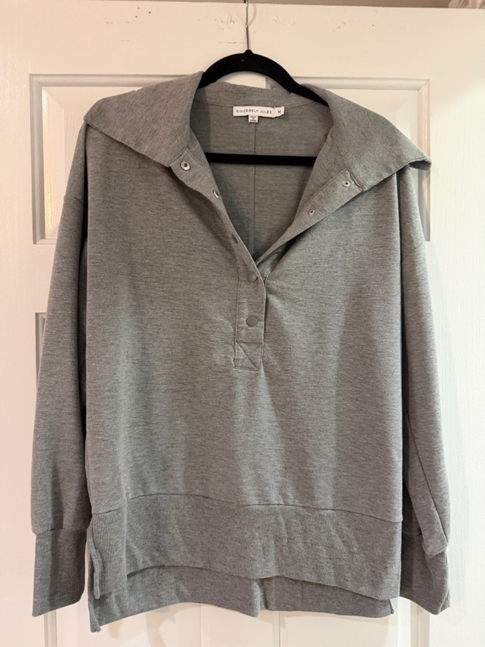 Sincerely Jules Grey Ribbed Crewneck Sweatshirt